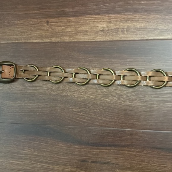 EXPRESS Genuine Leather With Woven Round Metals Belt Size Medium - Picture 3 of 9